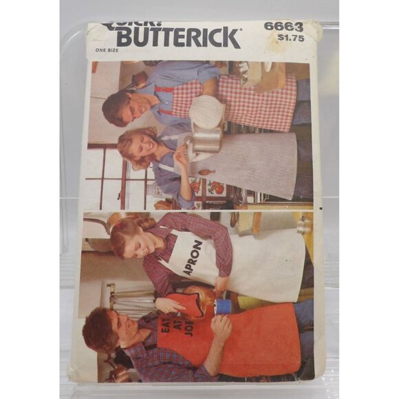 Vintage Butterick 6663 Apron Mitt & Potholder Iron-On Transfer Pattern- Open/ Un - Picture 1 of 2